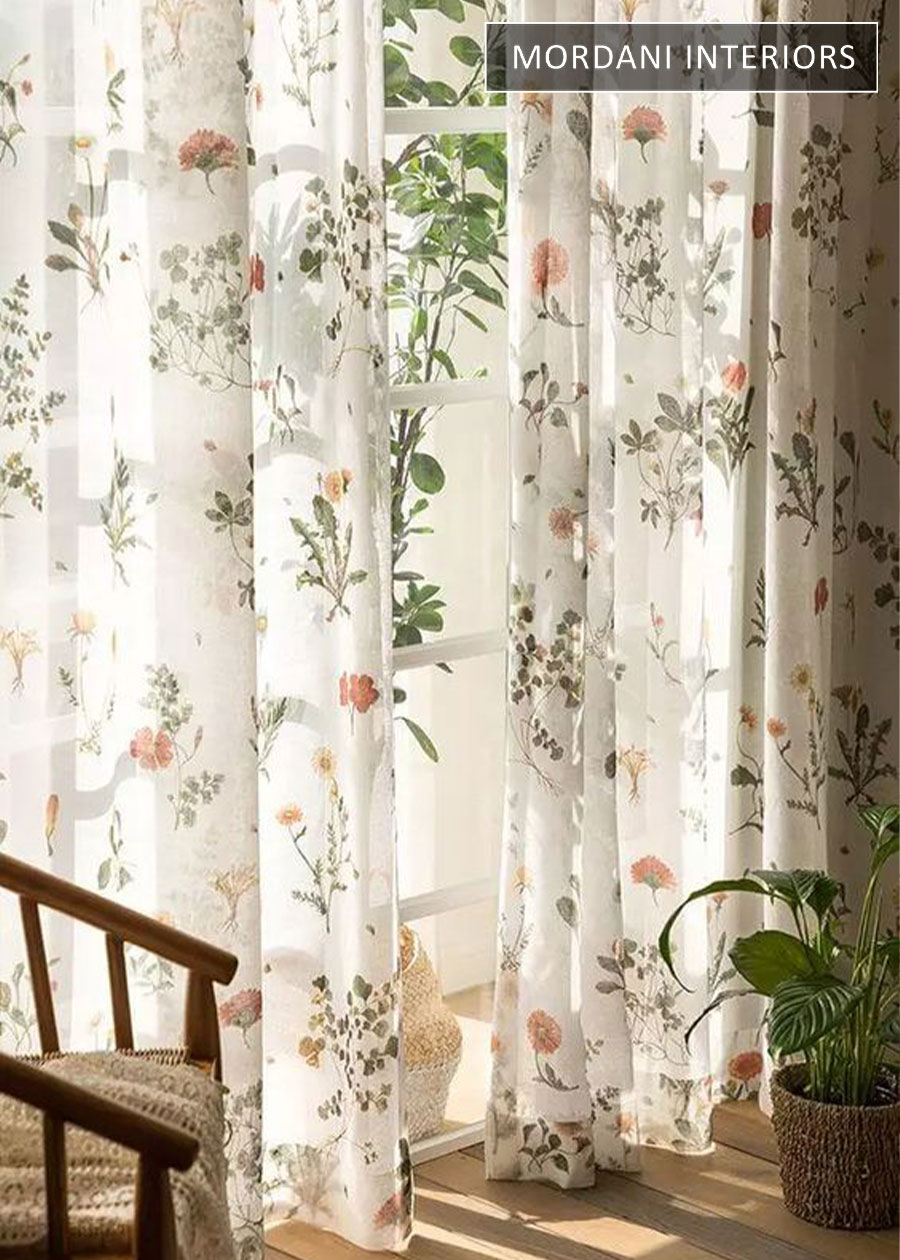 Delicate Translucent Embroidered Cotton Curtains