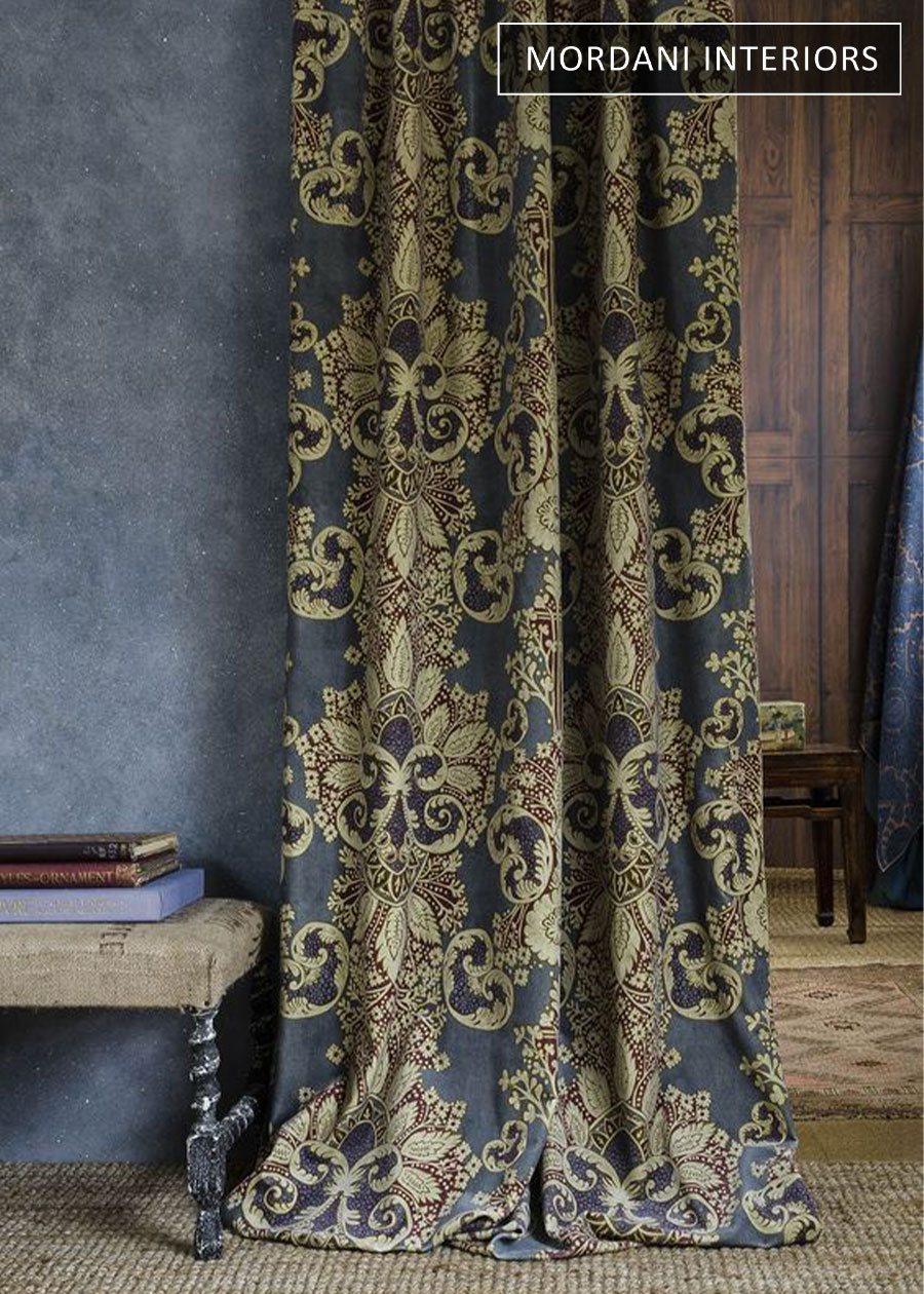 Heavy Embroidered Damask Cotton Curtains