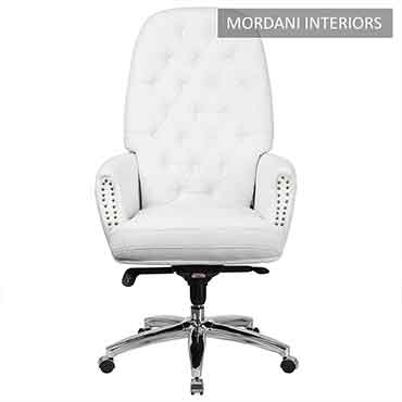Supremos White High Back 100% Genuine Leather Chair